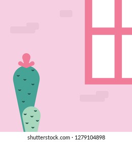 Flat cactus background vector illustration