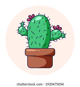 Icono de cactus plano. Icono de contorno relleno de cactus, signo de vector de línea, pictograma colorido lineal.
