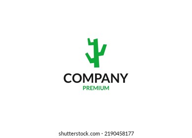 Flat cactus logo design vector illustration idea