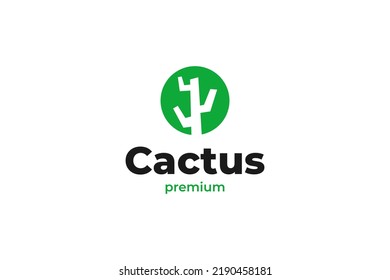 Flat cactus logo design vector illustration idea
