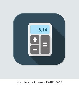 Flat calculator icon for application on grey background