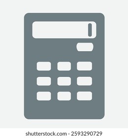 Flat calculator icon, minimalist design, vector illustration, math finance symbol.