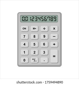 Flat calculator icon with numbers on screen. Vector illustration
