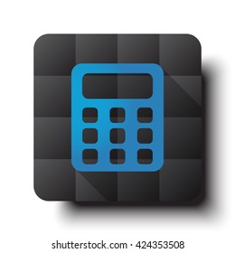 Flat Calculator icon on black app button with drop shadow