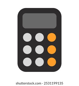 Flat calculator icon on a crisp white background. Ideal for financial, educational, or tech-related content. Perfect for websites, apps, blogs, or graphic design projects needing a clean, modern.