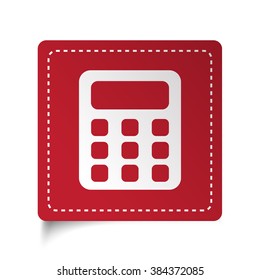 Flat Calculator icon on red sticker