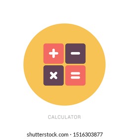 Flat Calculator icon Vector Illustration. Yellow theme concept