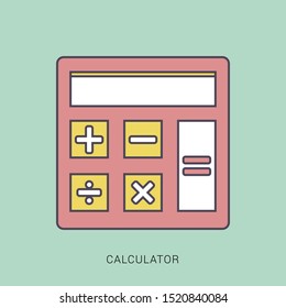Flat Calculator icon Vector Illustration. solid color with outline concept.