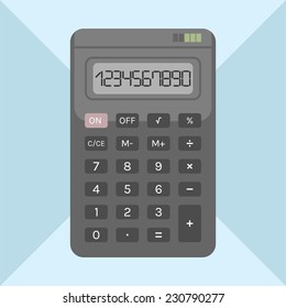 Flat calculator on background, object for design