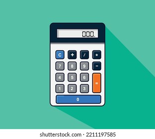 Flat Calculator vector illustration icon with long shadow