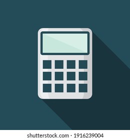 Flat Calculator Vector Illustration With Long Shadow, Calculator Flat Concept Icon, Calculator vector icon mathematics . Simple illustration of Calculator vector icon for web