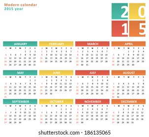 Flat calendar for 2015 year