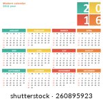 Flat calendar for 2016 year 