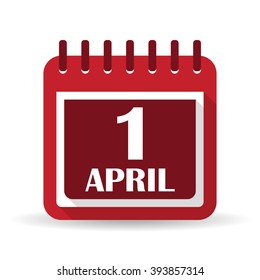 Flat  calendar apps icon. 1 april fool's day