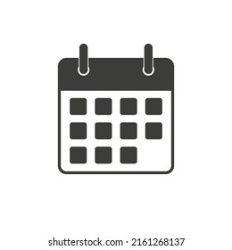 Flat calendar icon. Black vector illustration isolated on white background.