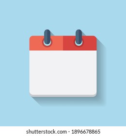 Flat Calendar Icon. Blank calendar template. Vector illustration