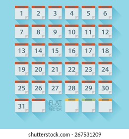 Flat calendar icon. Date and time background.