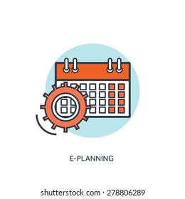 Flat calendar icon. Date and time background. 
