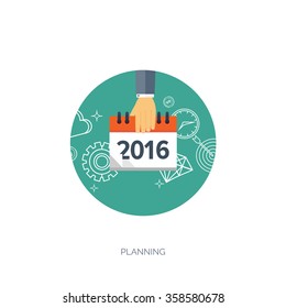 Flat calendar icon. Date and time background. New year. 2016.