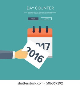 Flat Calendar Icon. Date And Time Background. New Year. 2017. Christmas. December.