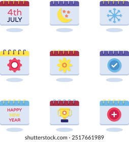 Flachkalender-Symboldesign mit weißem Hintergrund, Stockgrafik