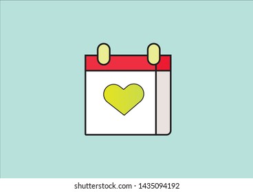 flat calendar icon heart to heart