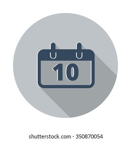 Flat Calendar icon with long shadow on grey circle
