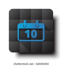 Flat Calendar icon on black app button with drop shadow