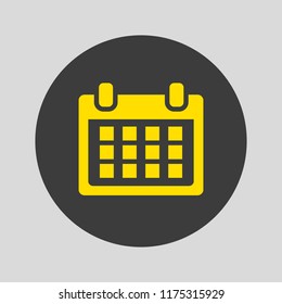 Flat calendar icon on gray background. Vector illustration