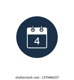 Flat calendar Icon. Calendar on round background. Vector illustration.