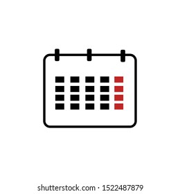 Flat calendar Icon. Calendar on the wall. Vector illustration