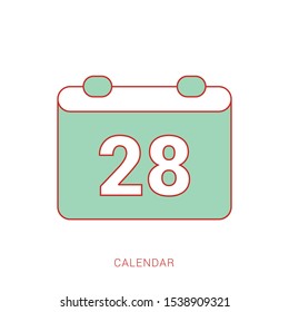 Flat calendar Icon. Calendar on the wall. Vector illustration.