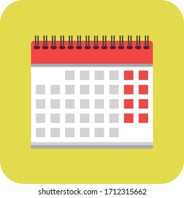 Flat calendar Icon. Calendar on the wall. Vector illustration.Eps10
