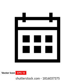 Flat calendar Icon. Calendar on the wall. Vector illustration.