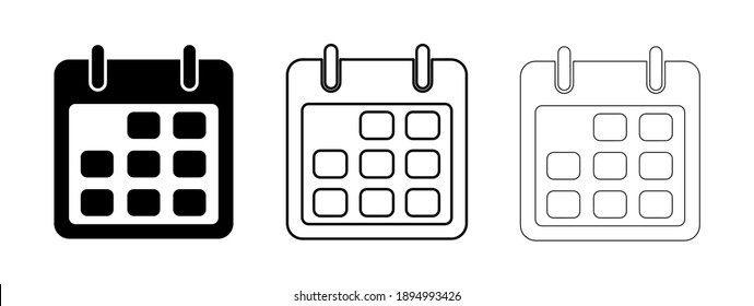 Flaches Kalendersymbol. Kalender an der Wand. Kalenderzeile, Vektorsymbol auf weißem Hintergrund. Flache Vektorgrafik.