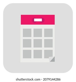 flaches Kalendersymbol. Kalender an der Wand. Vektorgrafik