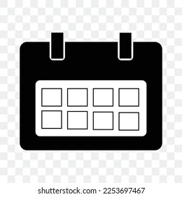 Flat calendar icon. Calendar on the wall. Transparent background vector illustration.
