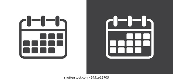 Flat Calendar Icon. Calendar on the wall. Simple calendar planner icon in flat style. Reminder organizer event. Business plan schedule. Calendar vector illustration in black and white background.