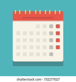 Flat calendar Icon. Calendar on the wall. Vector illustration.