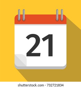 Flat calendar Icon. Calendar on the wall. Vector illustration.