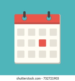 Flat calendar Icon. Calendar on the wall. Vector illustration.