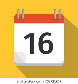 Flat calendar Icon. Calendar on the wall. Vector illustration.
