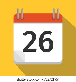 Flat calendar Icon. Calendar on the wall. Vector illustration.