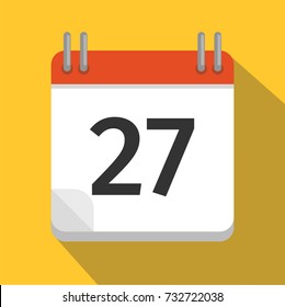 Flat calendar Icon. Calendar on the wall. Vector illustration.