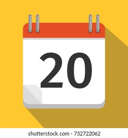 Flat calendar Icon. Calendar on the wall. Vector illustration.