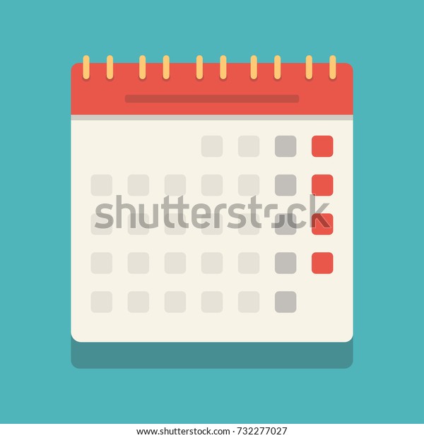 Flat Calendar Icon Calendar On Wall Stock Vector (Royalty Free) 732277027