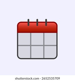 Icono de calendario plano en rojo y gris