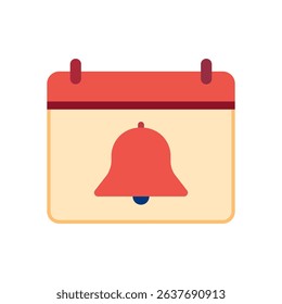 Flat calendar icon with red notification bell symbol representing event reminder, alert, or important schedule - Powered by Shutterstock - Get 15% off with code: PIKWIZARD15
