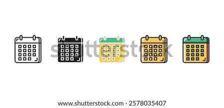 Flat calendar icon for scheduling, planning, events, deadlines, meetings, reminders, and time management in vector illustration for office, business, school, and personal organization.