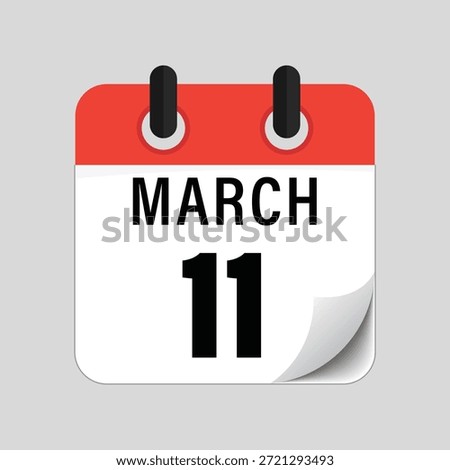 Flat calendar icon showing eleventh of March date design